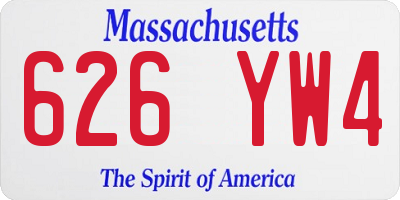 MA license plate 626YW4
