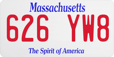 MA license plate 626YW8