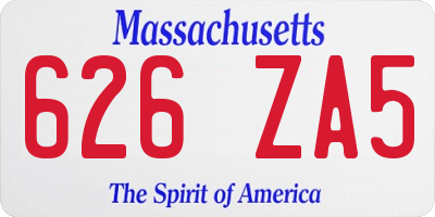 MA license plate 626ZA5
