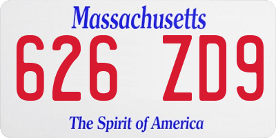 MA license plate 626ZD9