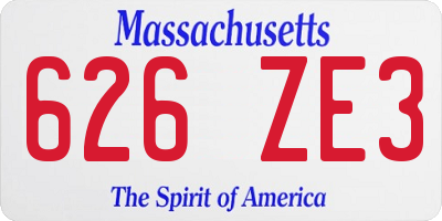 MA license plate 626ZE3