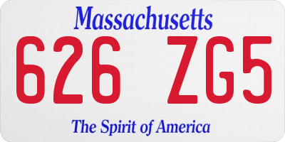 MA license plate 626ZG5