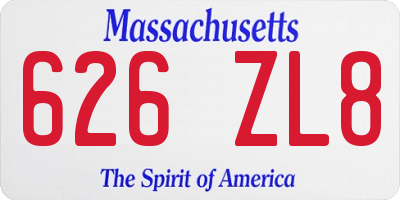 MA license plate 626ZL8