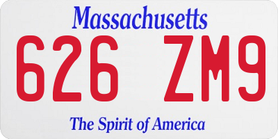 MA license plate 626ZM9