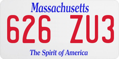 MA license plate 626ZU3