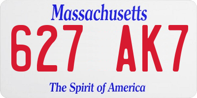 MA license plate 627AK7