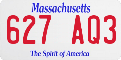 MA license plate 627AQ3