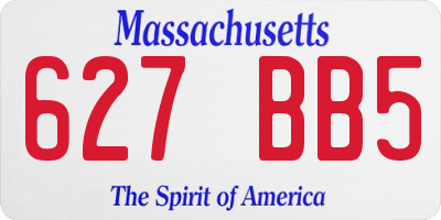 MA license plate 627BB5