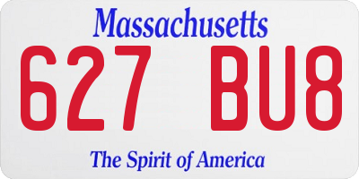 MA license plate 627BU8