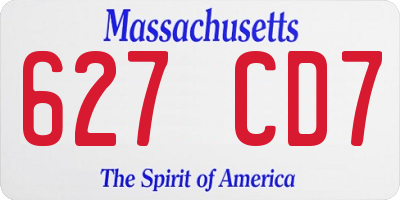 MA license plate 627CD7
