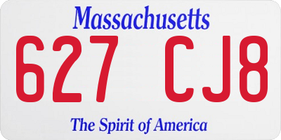 MA license plate 627CJ8