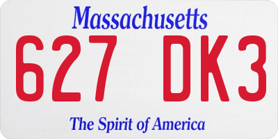 MA license plate 627DK3