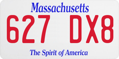 MA license plate 627DX8