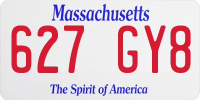 MA license plate 627GY8