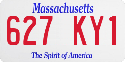 MA license plate 627KY1