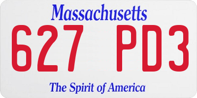 MA license plate 627PD3