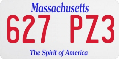 MA license plate 627PZ3