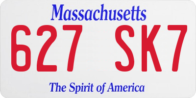 MA license plate 627SK7