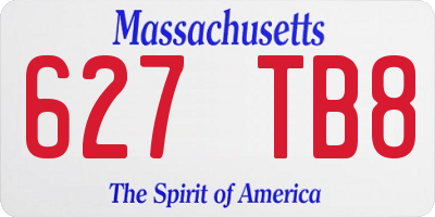 MA license plate 627TB8