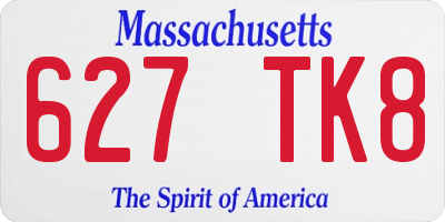MA license plate 627TK8