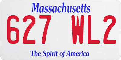 MA license plate 627WL2
