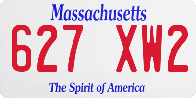 MA license plate 627XW2