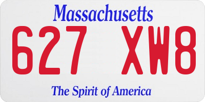 MA license plate 627XW8