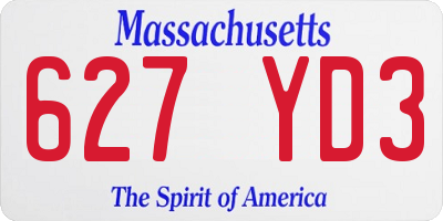 MA license plate 627YD3