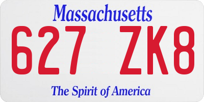 MA license plate 627ZK8