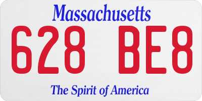 MA license plate 628BE8