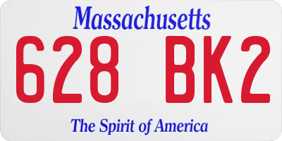 MA license plate 628BK2