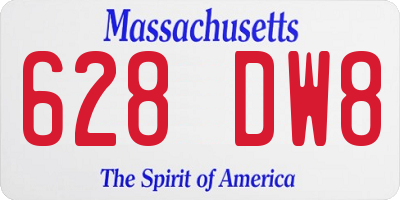 MA license plate 628DW8