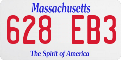 MA license plate 628EB3