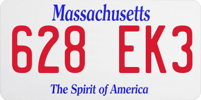 MA license plate 628EK3