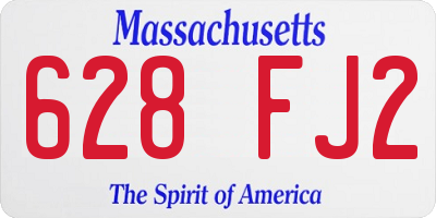 MA license plate 628FJ2
