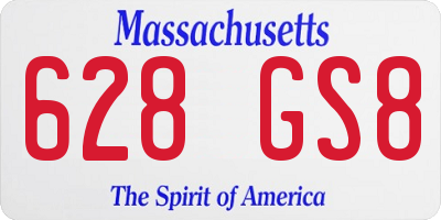 MA license plate 628GS8