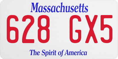 MA license plate 628GX5