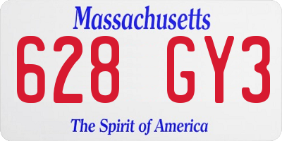 MA license plate 628GY3