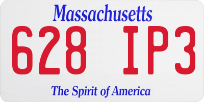 MA license plate 628IP3
