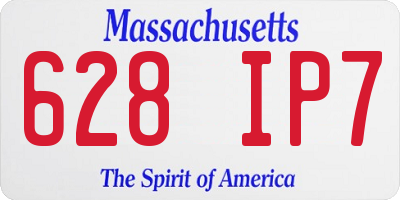 MA license plate 628IP7