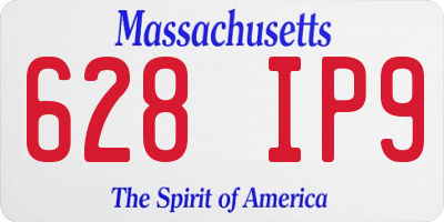 MA license plate 628IP9
