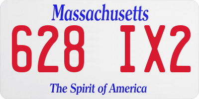 MA license plate 628IX2