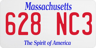 MA license plate 628NC3
