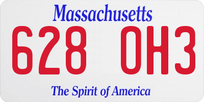 MA license plate 628OH3