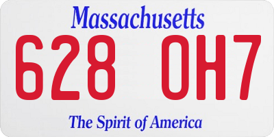 MA license plate 628OH7