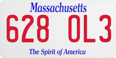MA license plate 628OL3