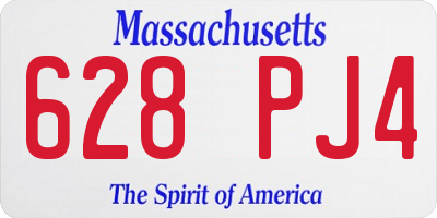 MA license plate 628PJ4