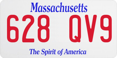 MA license plate 628QV9