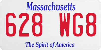 MA license plate 628WG8