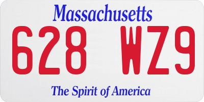 MA license plate 628WZ9